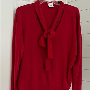 CAbi Vibrant Red Tie-Neck Top